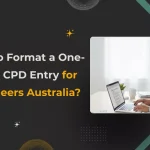 One Page CPD Entry for Engineers Australia format guide with engineer at laptop